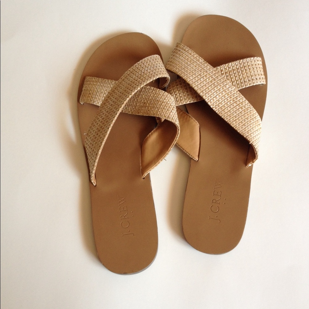 J crew Cora crisscross rafia sandals